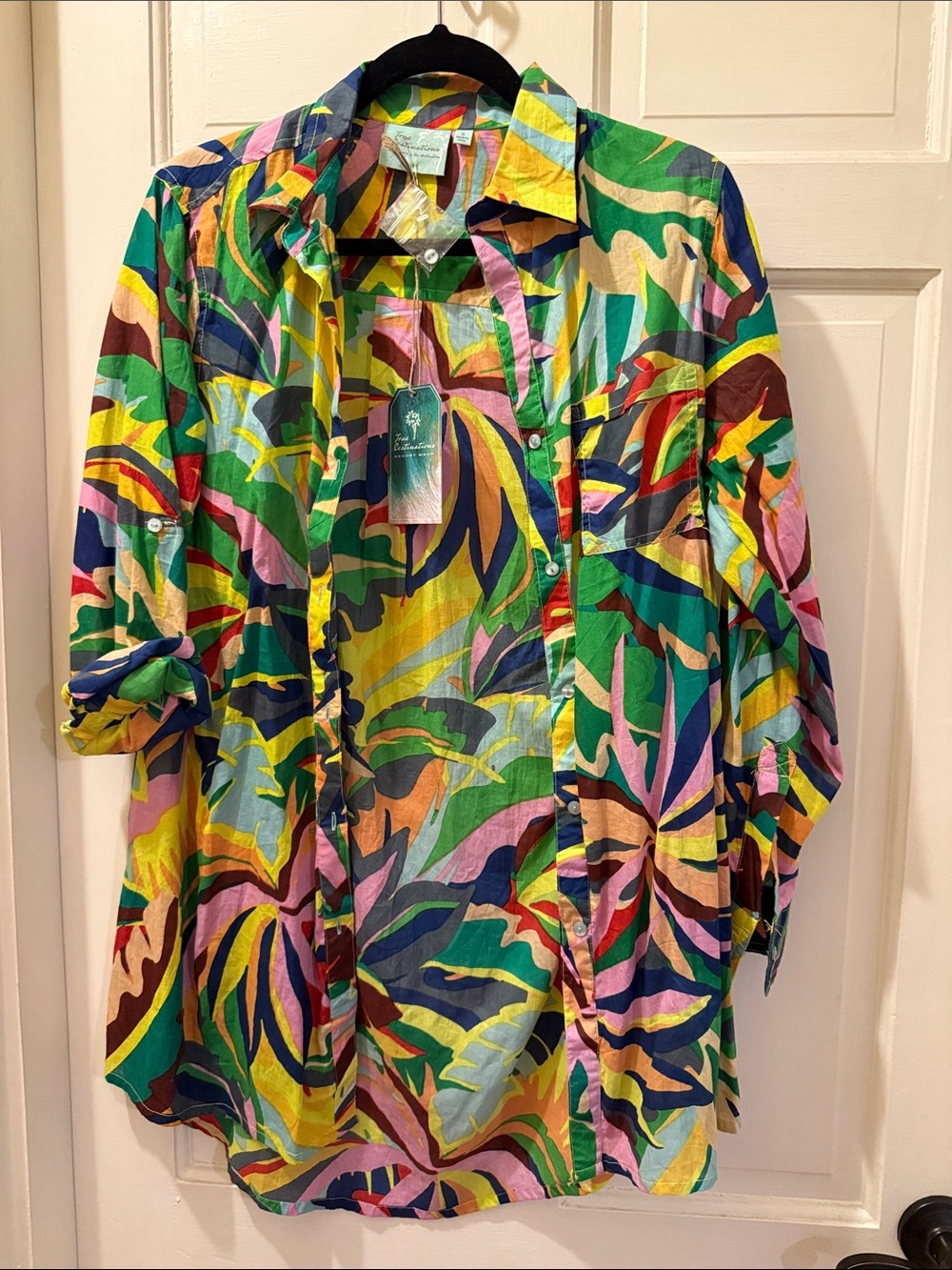 Tropical Multicolor Button-Up Shirt/ coverup